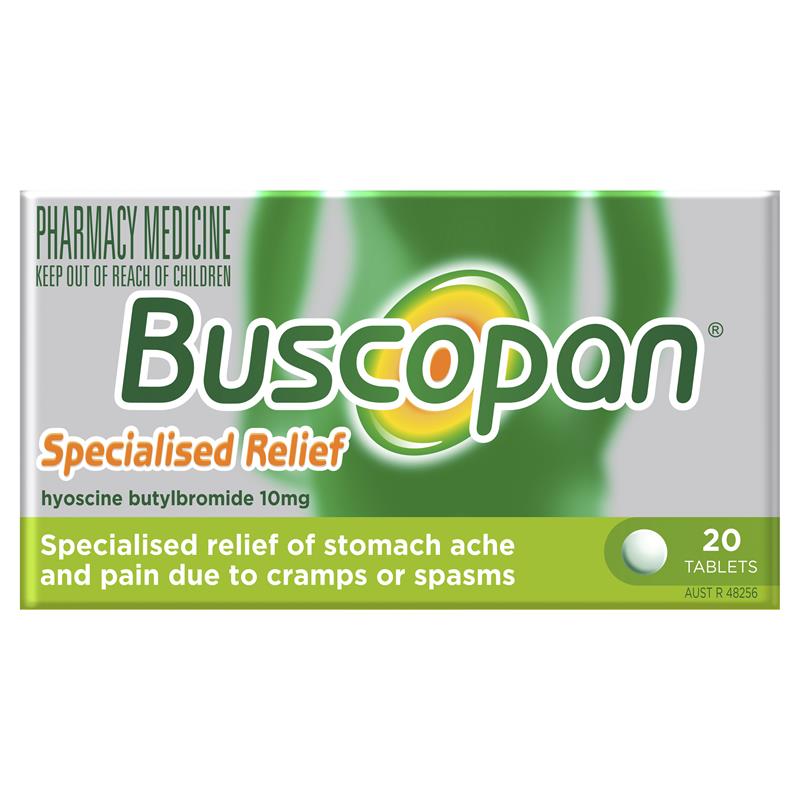 Buscopan 10mg Stomach Pain Relief 20 Tablets